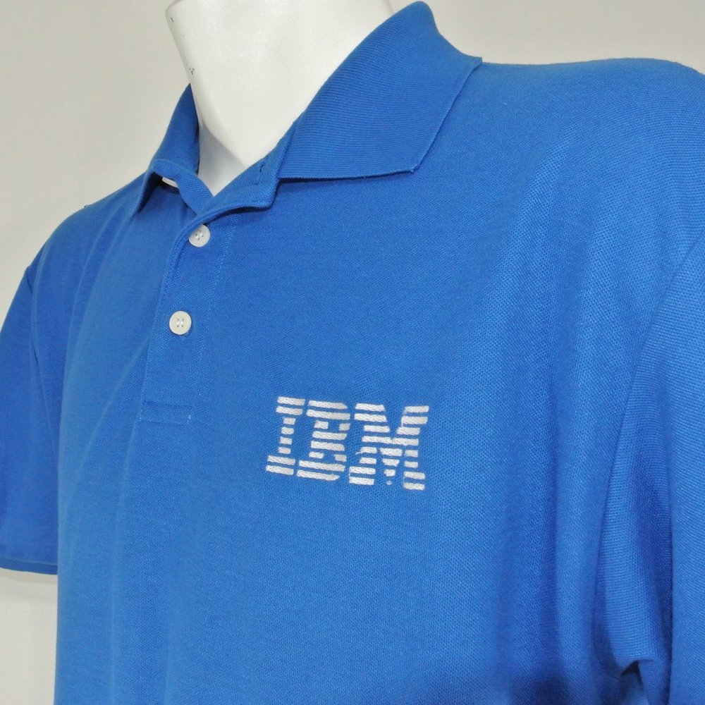 IBM Computers Vintage Employee Uniform Polo Shirt Blue NEW Size S Small